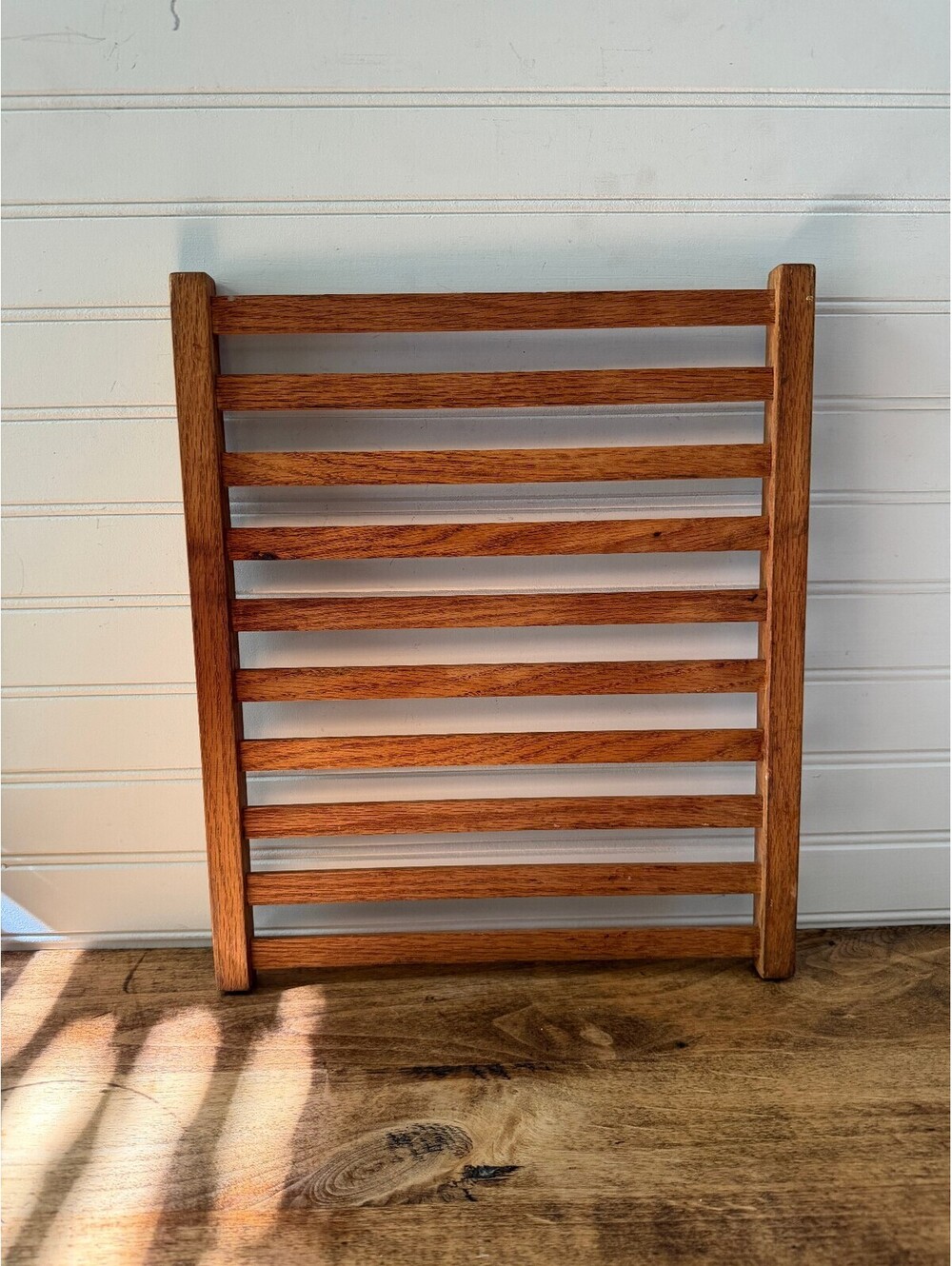 Rare XL Vintage MCM Teak Wood Slatted Trivet Rack 15x12.5 Large Danish Hot Pad